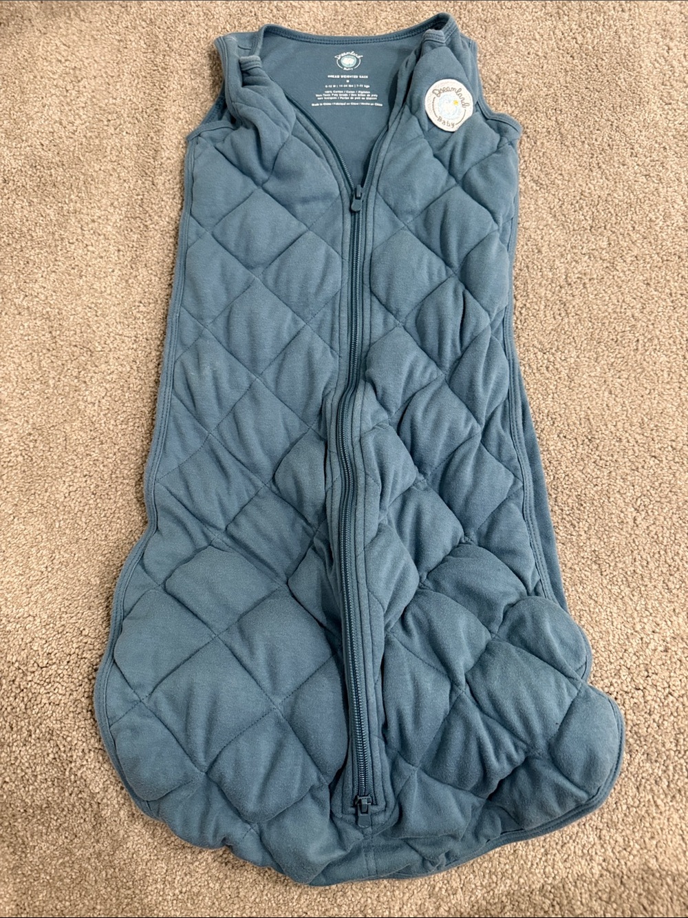 Quilted Slate Blue Baby Sleep Sack with Front Zipper
